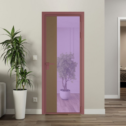 Межкомнатная дверь ProfilDoors 7 AG стекло Фиолетовое шпион цвет профиля Красный антрацит вставка Перламутр золото
