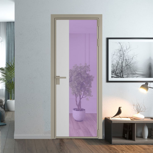 Межкомнатная дверь ProfilDoors 7 AG стекло Фиолетовое шпион цвет профиля Никель матовый вставка Крем Вайт