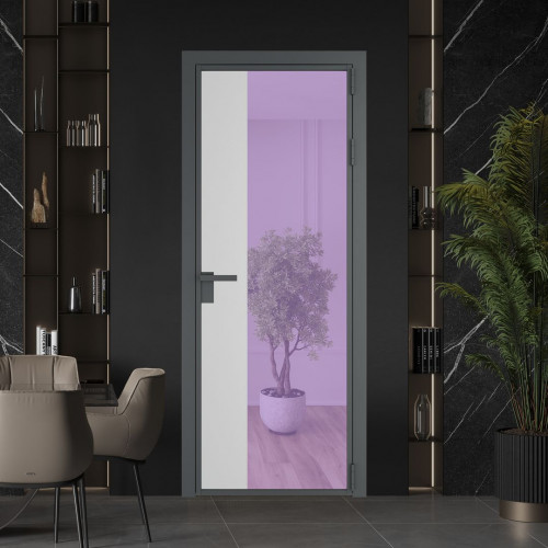 Межкомнатная дверь ProfilDoors 7 AG стекло Фиолетовое шпион цвет профиля Серая ночь вставка Крем Вайт