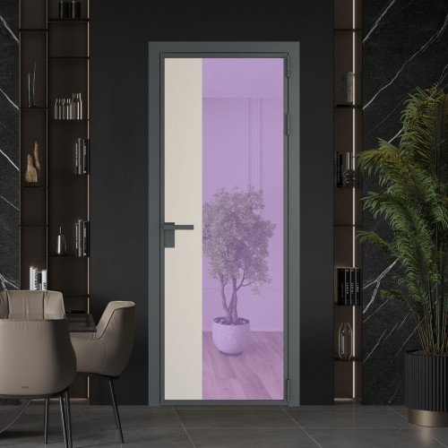 Межкомнатная дверь ProfilDoors 7 AG стекло Фиолетовое шпион цвет профиля Серая ночь вставка Кремовая Магнолия