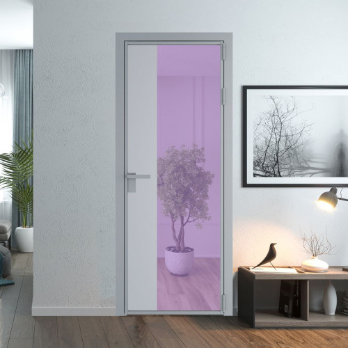 Межкомнатная дверь ProfilDoors 7 AG стекло Фиолетовое шпион цвет профиля Серебро вставка Лайт Грей