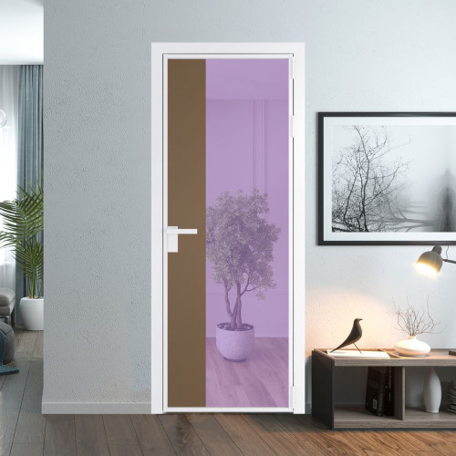 Межкомнатная дверь ProfilDoors 7 AG стекло Фиолетовое шпион цвет профиля Вайт вставка Перламутр золото