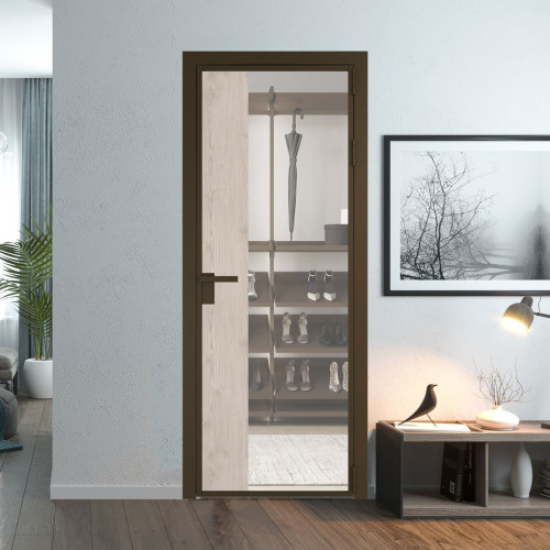Межкомнатная дверь ProfilDoors 7 AG стекло Комфорт нейтрал цвет профиля Деорэ вставка Каштан светлый