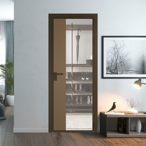 Межкомнатная дверь ProfilDoors 7 AG стекло Комфорт нейтрал цвет профиля Деорэ вставка Перламутр золото
