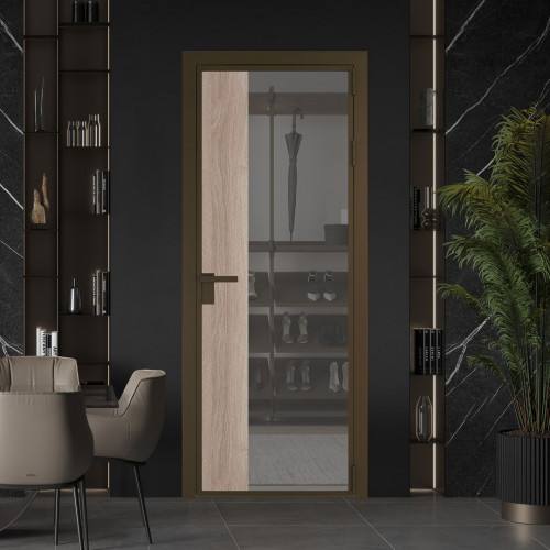 Межкомнатная дверь ProfilDoors 7 AG стекло Комфорт серый цвет профиля Деорэ вставка Дуб Сонома