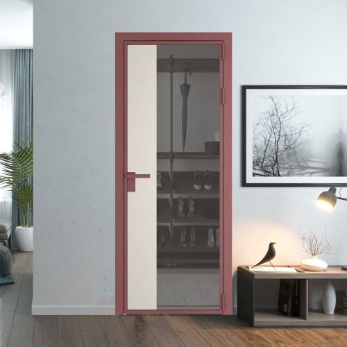 Межкомнатная дверь ProfilDoors 7 AG стекло Комфорт серый цвет профиля Красный антрацит вставка Перламутр белый