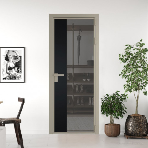 Межкомнатная дверь ProfilDoors 7 AG стекло Комфорт серый цвет профиля Никель матовый вставка Блэк