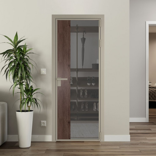 Межкомнатная дверь ProfilDoors 7 AG стекло Комфорт серый цвет профиля Никель матовый вставка Дуб Тобакко