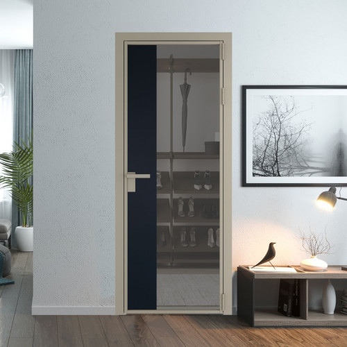 Межкомнатная дверь ProfilDoors 7 AG стекло Комфорт серый цвет профиля Никель матовый вставка Нэви Блу