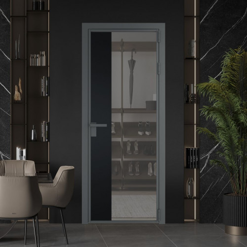 Межкомнатная дверь ProfilDoors 7 AG стекло Комфорт серый цвет профиля Серая ночь вставка Блэк