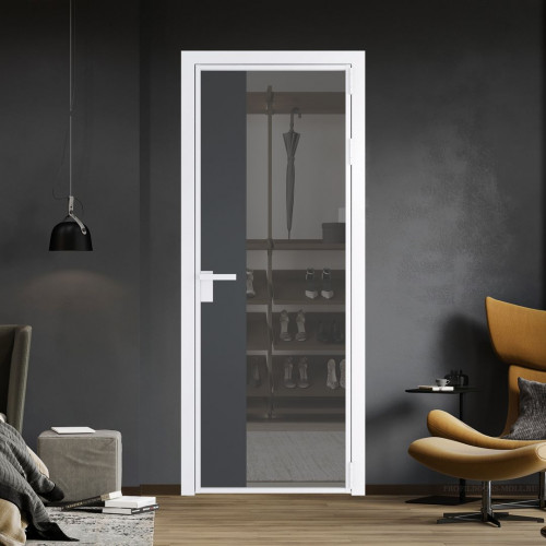 Межкомнатная дверь ProfilDoors 7 AG стекло Комфорт серый цвет профиля Вайт вставка Графит