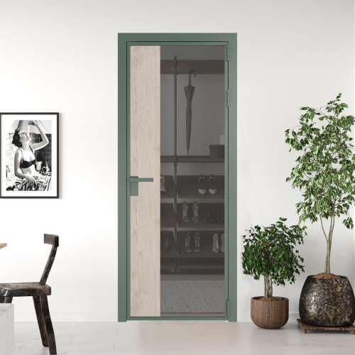 Межкомнатная дверь ProfilDoors 7 AG стекло Комфорт серый цвет профиля Зеленый воск вставка Каштан светлый