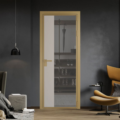 Межкомнатная дверь ProfilDoors 7 AG стекло Комфорт серый цвет профиля Золото вставка Сэнд