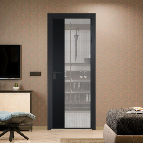 Межкомнатная дверь ProfilDoors 7 AG стекло Кризет цвет профиля Черный матовый вставка Блэк