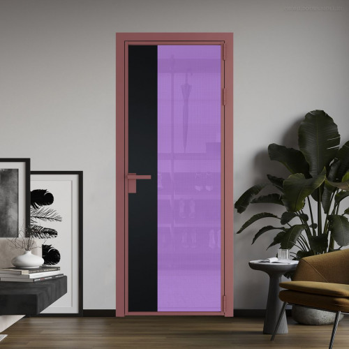 Межкомнатная дверь ProfilDoors 7 AG стекло Кризет фиолетовое цвет профиля Красный антрацит вставка Блэк