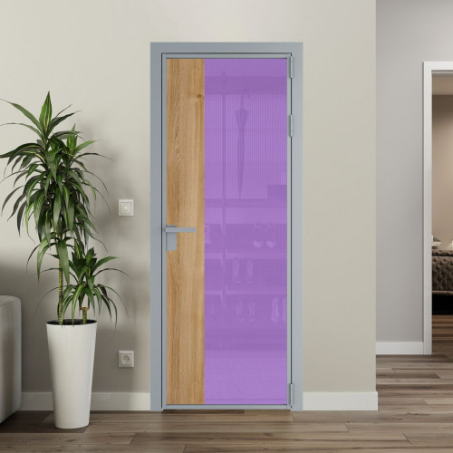 Межкомнатная дверь ProfilDoors 7 AG стекло Кризет фиолетовое цвет профиля Серебро вставка Дуб Карамель