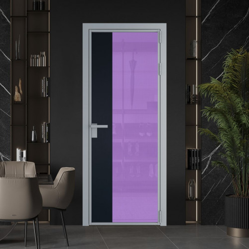 Межкомнатная дверь ProfilDoors 7 AG стекло Кризет фиолетовое цвет профиля Серебро вставка Нэви Блу