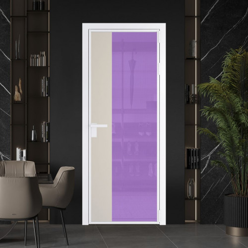 Межкомнатная дверь ProfilDoors 7 AG стекло Кризет фиолетовое цвет профиля Вайт вставка Кремовая Магнолия