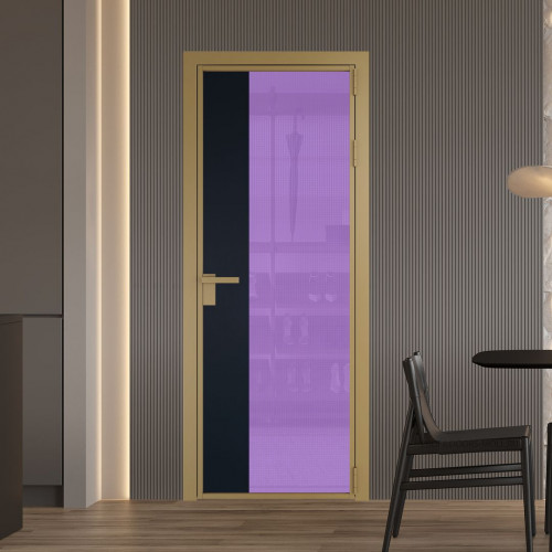 Межкомнатная дверь ProfilDoors 7 AG стекло Кризет фиолетовое цвет профиля Золото вставка Нэви Блу
