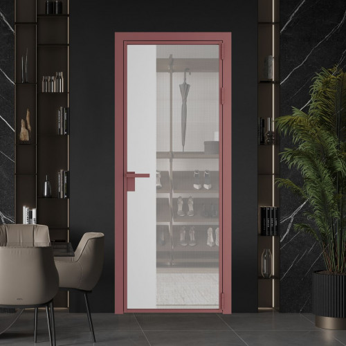 Межкомнатная дверь ProfilDoors 7 AG стекло Кризет цвет профиля Красный антрацит вставка Крем Вайт
