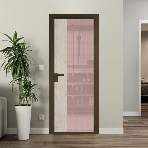 Межкомнатная дверь ProfilDoors 7 AG стекло Кризет розовое цвет профиля Деорэ вставка Каштан светлый