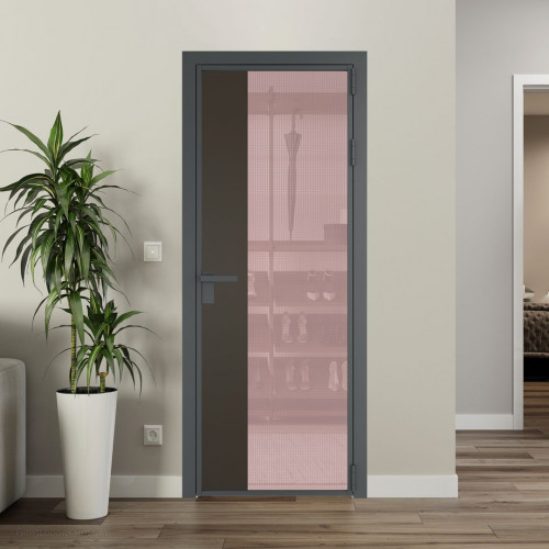 Межкомнатная дверь ProfilDoors 7 AG стекло Кризет розовое цвет профиля Серая ночь вставка Перламутр бронза