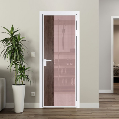 Межкомнатная дверь ProfilDoors 7 AG стекло Кризет розовое цвет профиля Вайт вставка Дуб Тобакко