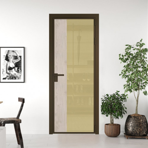 Межкомнатная дверь ProfilDoors 7 AG стекло Кризет золото цвет профиля Деорэ вставка Каштан светлый