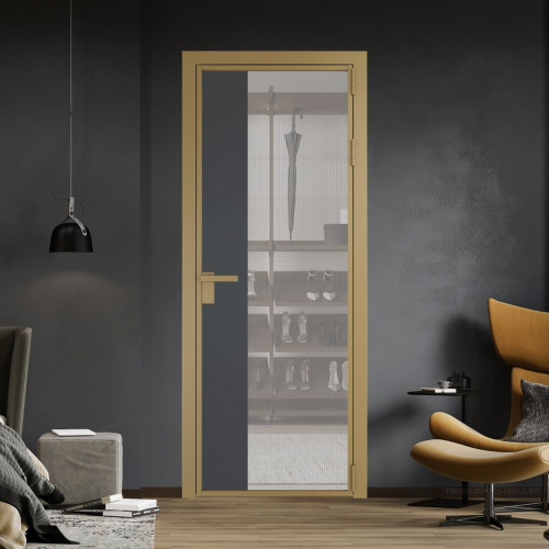 Межкомнатная дверь ProfilDoors 7 AG стекло Кризет цвет профиля Золото вставка Графит