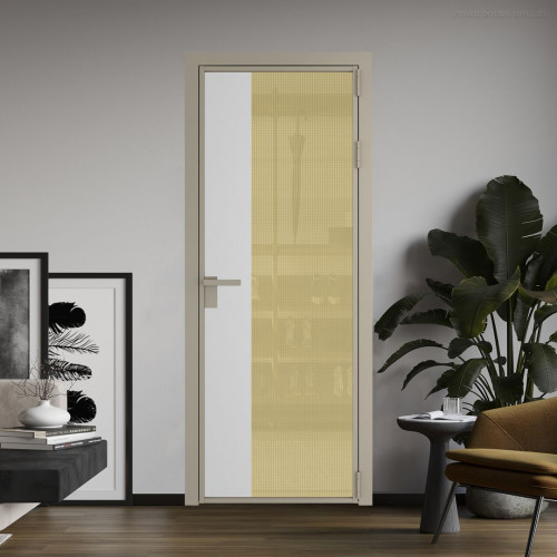 Межкомнатная дверь ProfilDoors 7 AG стекло Кризет золото цвет профиля Никель матовый вставка Крем Вайт