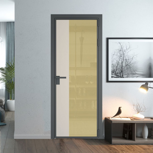Межкомнатная дверь ProfilDoors 7 AG стекло Кризет золото цвет профиля Серая ночь вставка Кремовая Магнолия