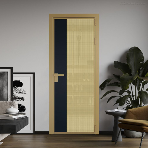 Межкомнатная дверь ProfilDoors 7 AG стекло Кризет золото цвет профиля Золото вставка Нэви Блу