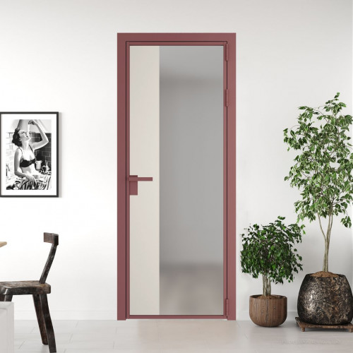 Межкомнатная дверь ProfilDoors 7 AG стекло Матовое цвет профиля Красный антрацит вставка Перламутр белый