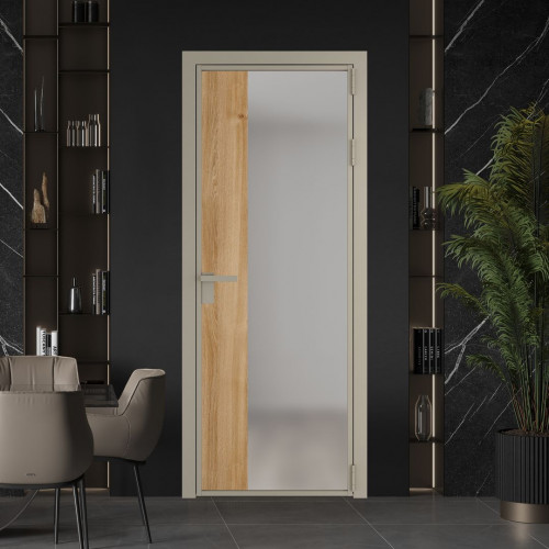 Межкомнатная дверь ProfilDoors 7 AG стекло Матовое цвет профиля Никель матовый вставка Дуб Карамель