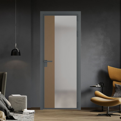 Межкомнатная дверь ProfilDoors 7 AG стекло Матовое цвет профиля Серая ночь вставка Перламутр золото