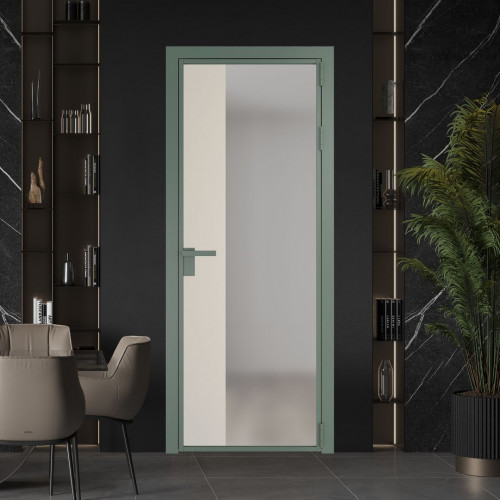 Межкомнатная дверь ProfilDoors 7 AG стекло Матовое цвет профиля Зеленый воск вставка Кремовая Магнолия