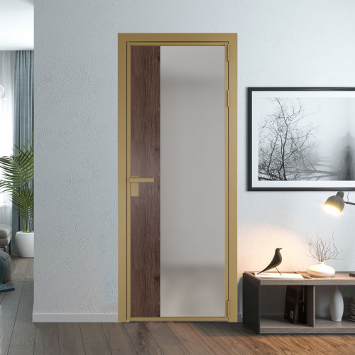 Межкомнатная дверь ProfilDoors 7 AG стекло Матовое цвет профиля Золото вставка Дуб Тобакко