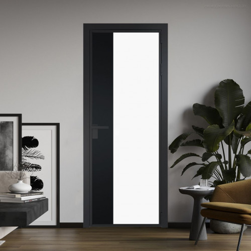 Межкомнатная дверь ProfilDoors 7 AG стекло Монохром белый просветленный триплекс цвет профиля Черный матовый вставка Блэк