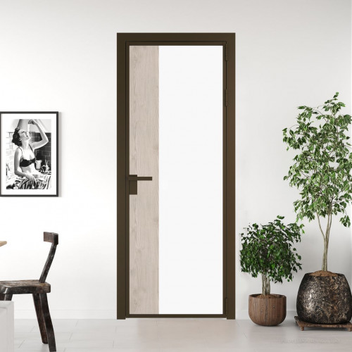 Межкомнатная дверь ProfilDoors 7 AG стекло Монохром белый просветленный триплекс цвет профиля Деорэ вставка Каштан светлый