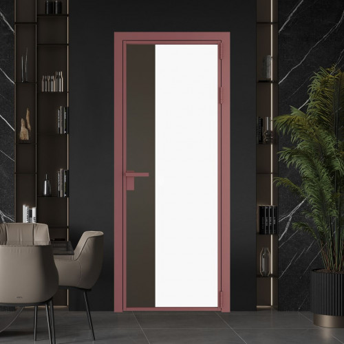 Межкомнатная дверь ProfilDoors 7 AG стекло Монохром белый просветленный триплекс цвет профиля Красный антрацит вставка Перламутр бронза