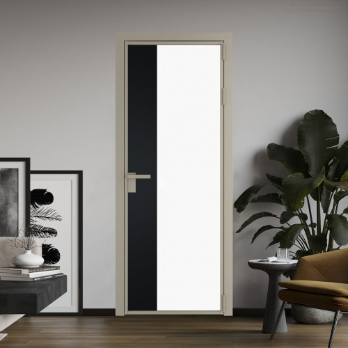 Межкомнатная дверь ProfilDoors 7 AG стекло Монохром белый просветленный триплекс цвет профиля Никель матовый вставка Блэк