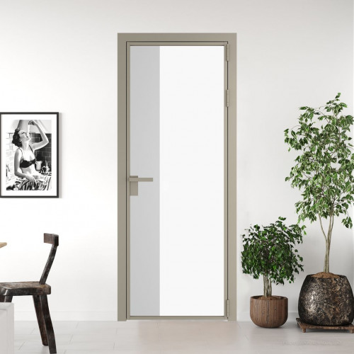 Межкомнатная дверь ProfilDoors 7 AG стекло Монохром белый просветленный триплекс цвет профиля Никель матовый вставка Крем Вайт