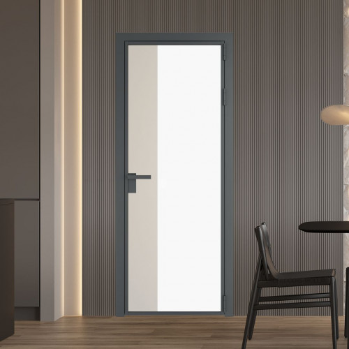 Межкомнатная дверь ProfilDoors 7 AG стекло Монохром белый просветленный триплекс цвет профиля Серая ночь вставка Кремовая Магнолия