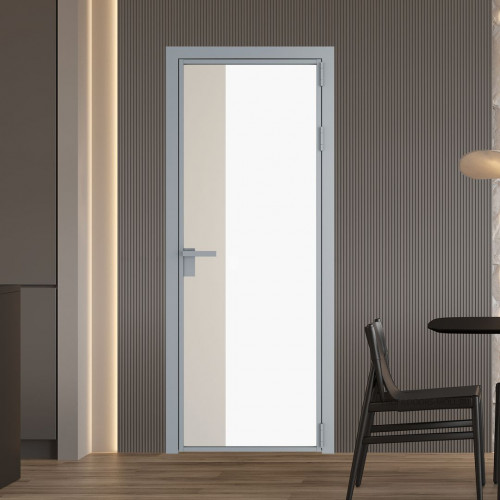 Межкомнатная дверь ProfilDoors 7 AG стекло Монохром белый просветленный триплекс цвет профиля Серебро вставка Кремовая Магнолия
