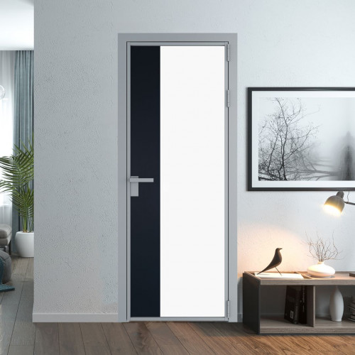 Межкомнатная дверь ProfilDoors 7 AG стекло Монохром белый просветленный триплекс цвет профиля Серебро вставка Нэви Блу