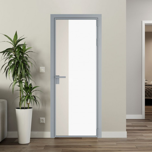 Межкомнатная дверь ProfilDoors 7 AG стекло Монохром белый просветленный триплекс цвет профиля Серебро вставка Перламутр белый