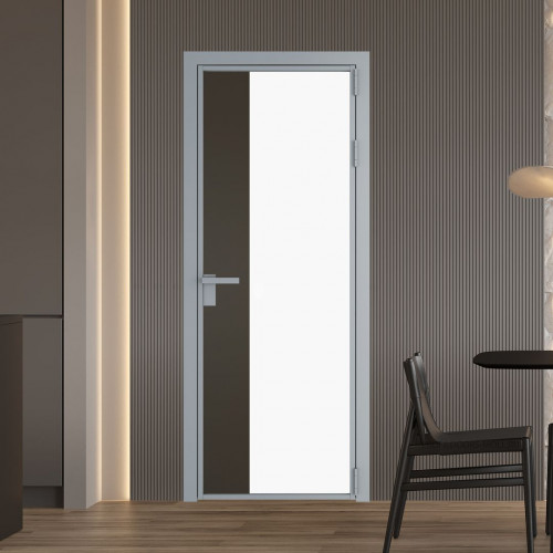 Межкомнатная дверь ProfilDoors 7 AG стекло Монохром белый просветленный триплекс цвет профиля Серебро вставка Перламутр бронза