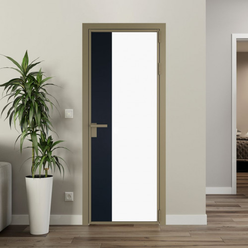 Межкомнатная дверь ProfilDoors 7 AG стекло Монохром белый просветленный триплекс цвет профиля Шампань вставка Нэви Блу