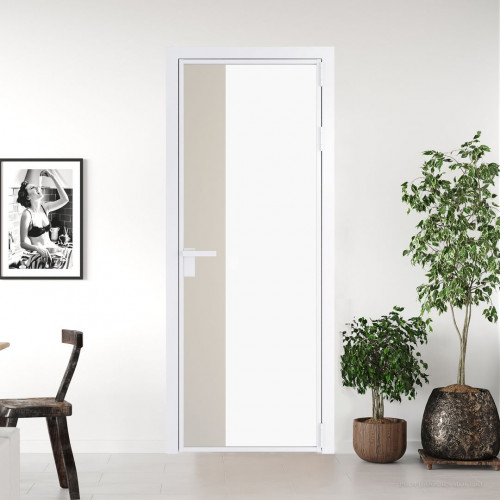 Межкомнатная дверь ProfilDoors 7 AG стекло Монохром белый просветленный триплекс цвет профиля Вайт вставка Кремовая Магнолия