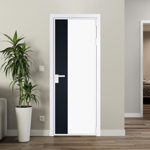 Межкомнатная дверь ProfilDoors 7 AG стекло Монохром белый просветленный триплекс цвет профиля Вайт вставка Нэви Блу